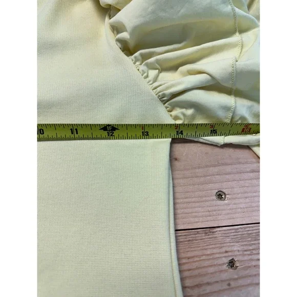 Zara Yellow Dress Ruffle Sleeve Knit Mini Dress Short Sleeve Size M - Picture 5 of 6